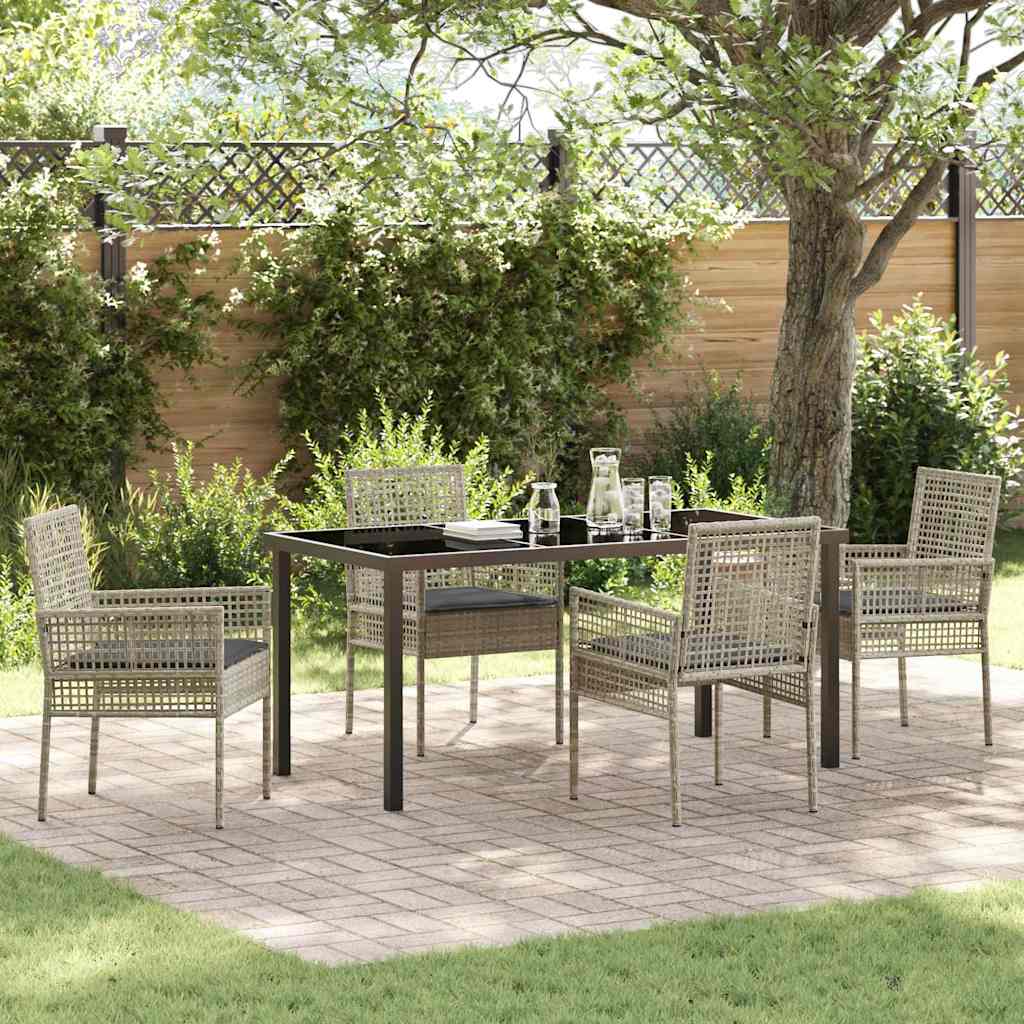 Garten Essgruppe mit Kissen 5 pcs Hellgrau Poly-Rattan