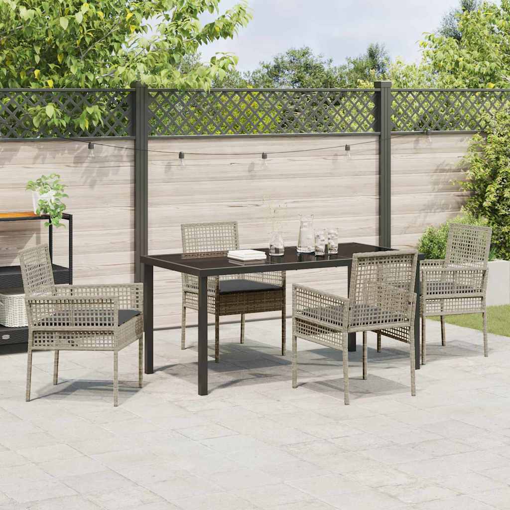 Garten Essgruppe mit Kissen 5 pcs Hellgrau Poly-Rattan