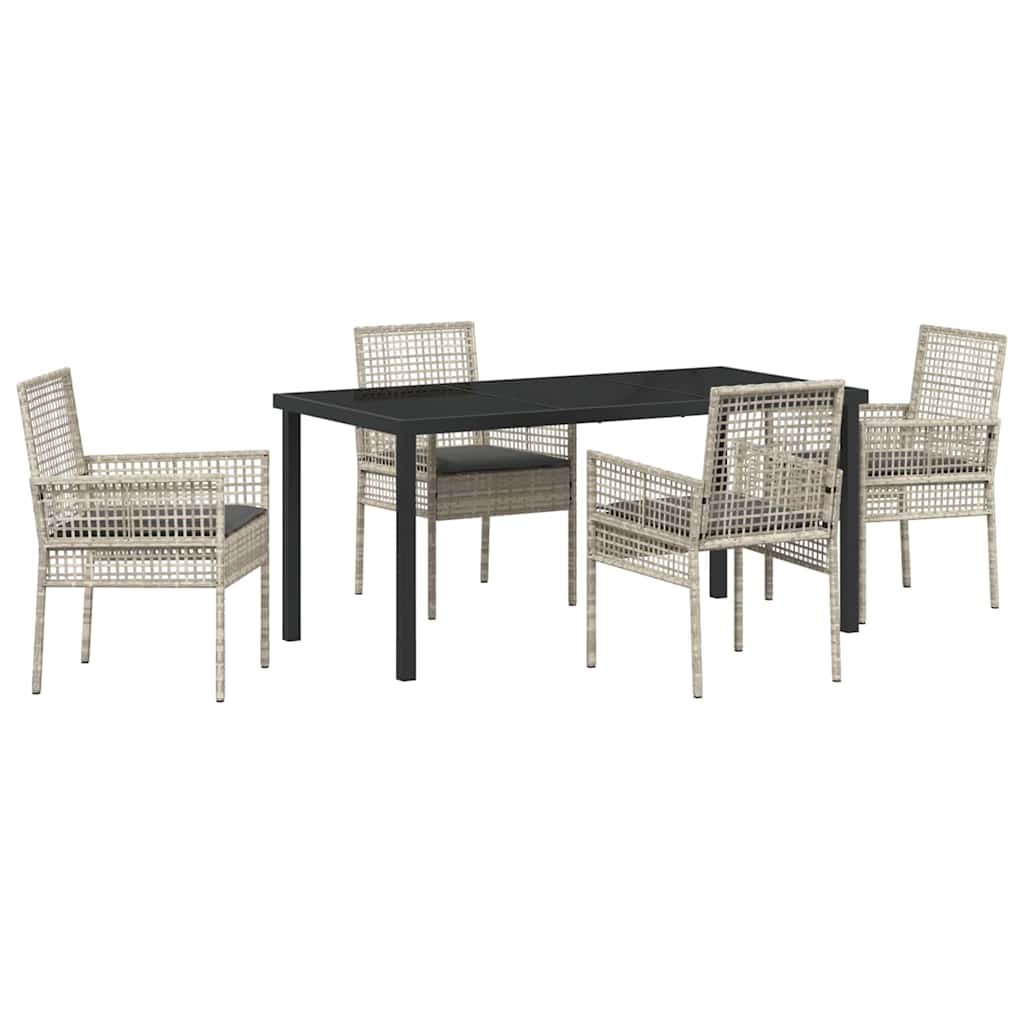 Garten Essgruppe mit Kissen 5 pcs Hellgrau Poly-Rattan