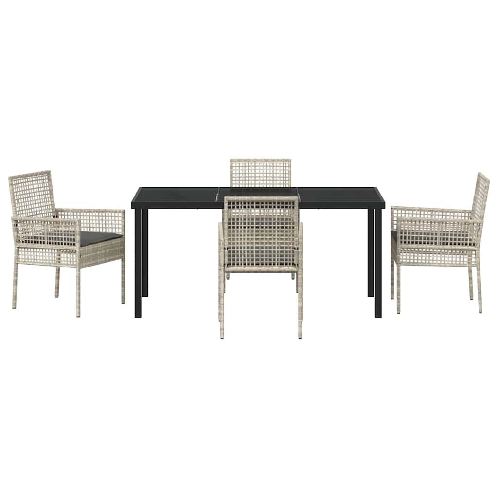 Garten Essgruppe mit Kissen 5 pcs Hellgrau Poly-Rattan