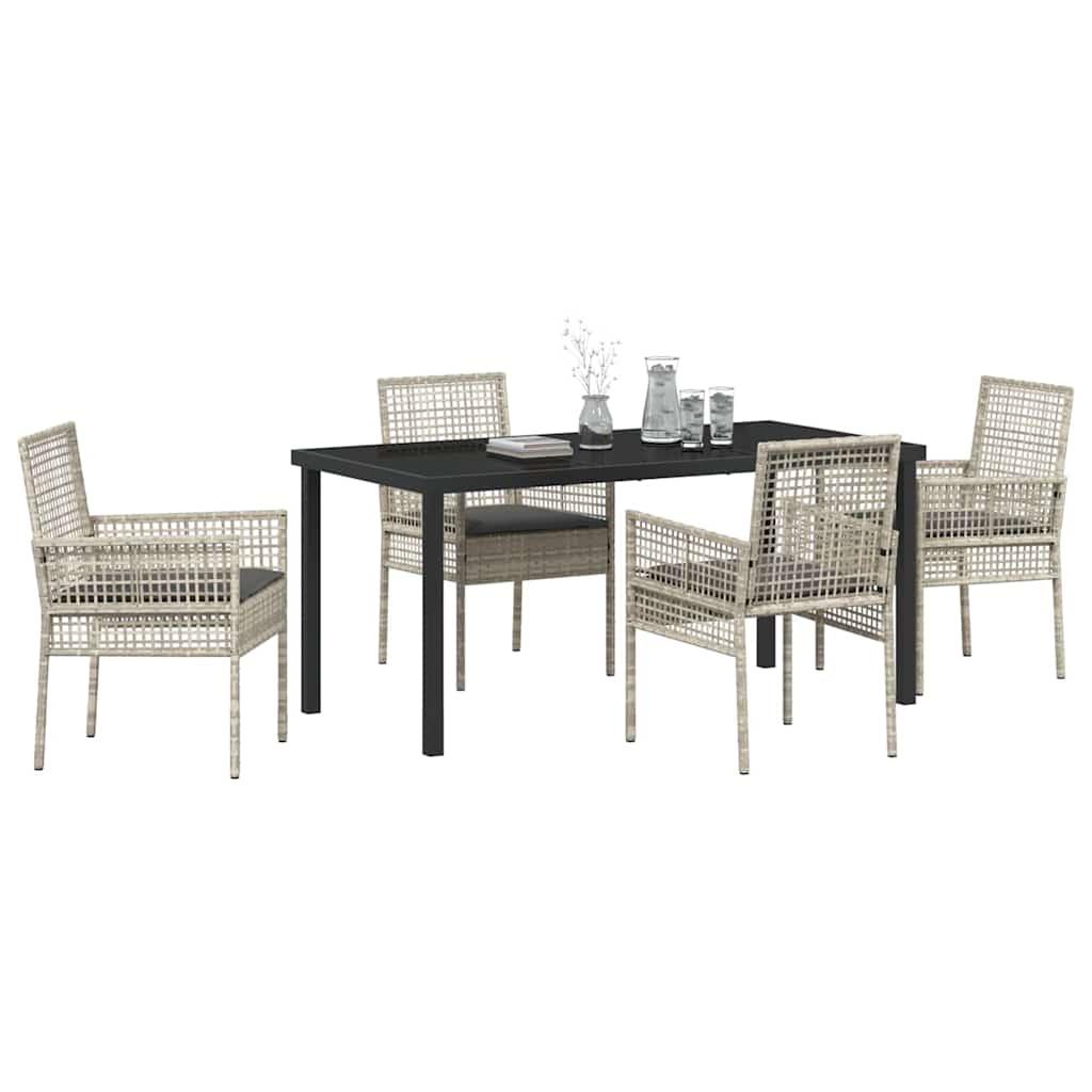 Garten Essgruppe mit Kissen 5 pcs Hellgrau Poly-Rattan