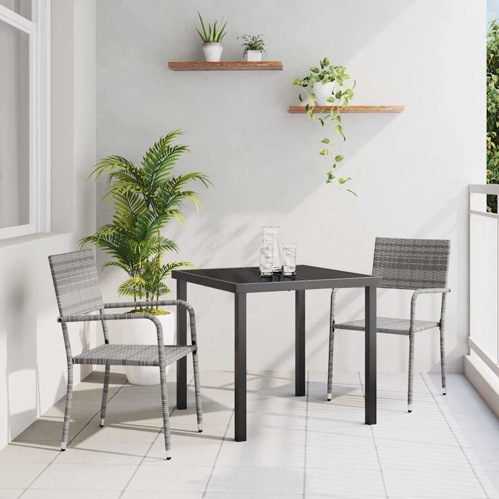 Garten Essgruppe mit Kissen 3 pcs Grau Poly-Rattan