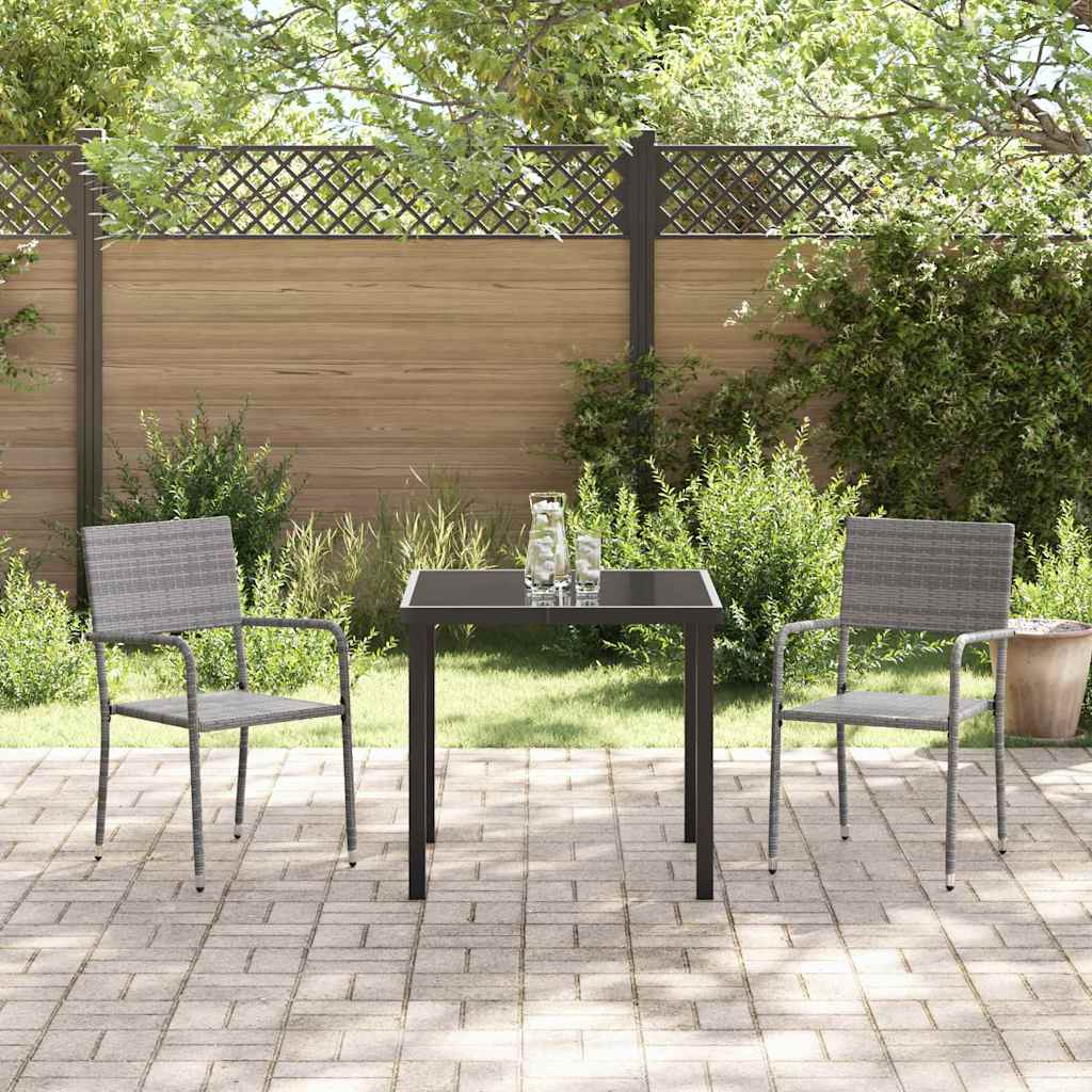 Garten Essgruppe mit Kissen 3 pcs Grau Poly-Rattan
