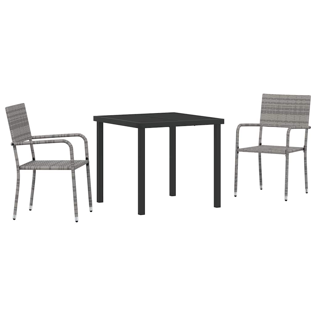 Garten Essgruppe mit Kissen 3 pcs Grau Poly-Rattan
