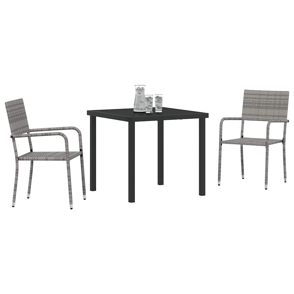Garten Essgruppe mit Kissen 3 pcs Grau Poly-Rattan