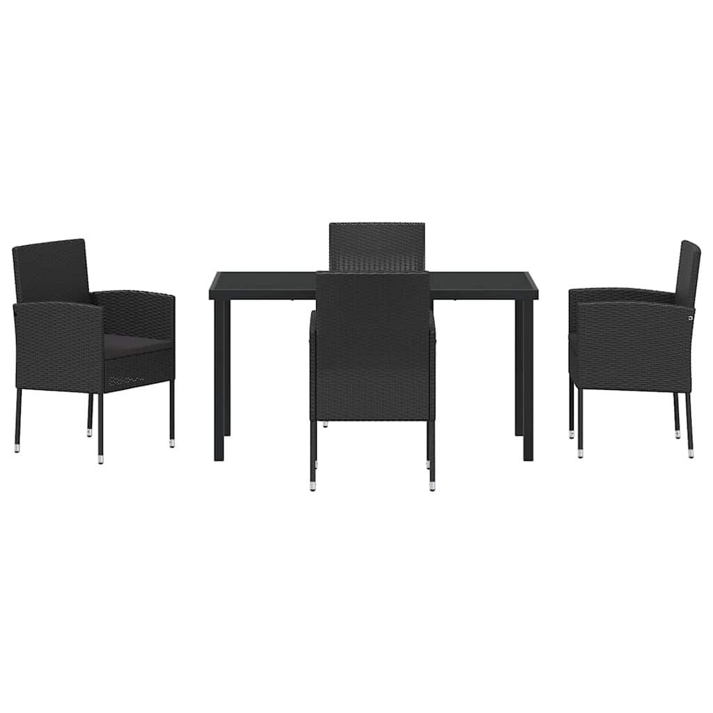 Garten Essgruppe mit Kissen 5 pcs Schwarz Poly-Rattan