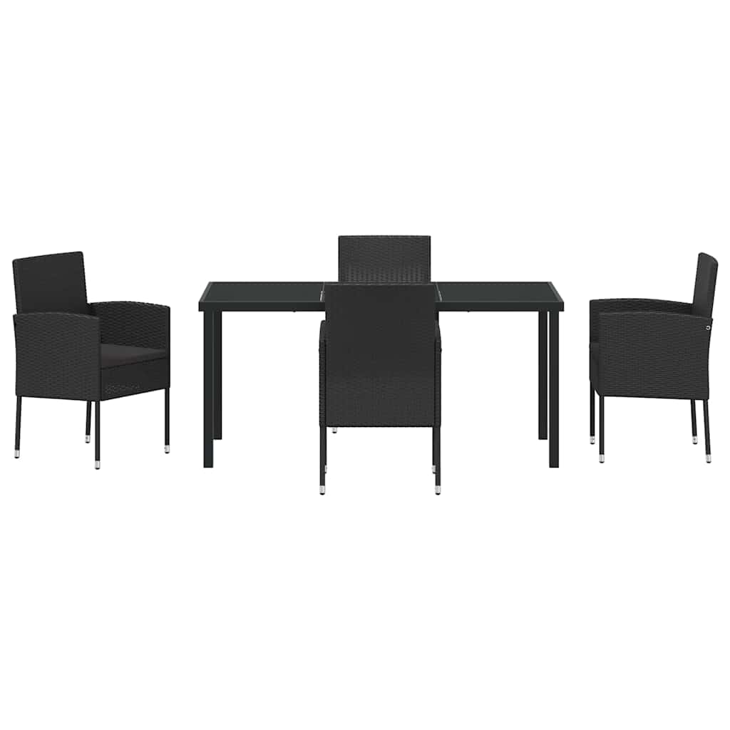 Garten Essgruppe mit Kissen 5 pcs Schwarz Poly-Rattan