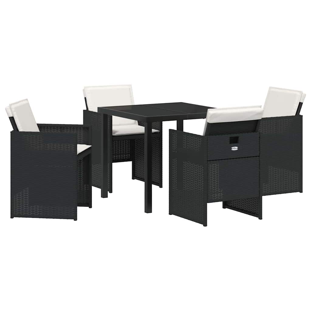 Garten Essgruppe mit Kissen 5 pcs Schwarz Poly-Rattan