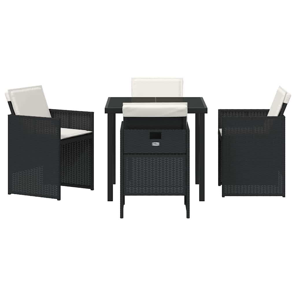Garten Essgruppe mit Kissen 5 pcs Schwarz Poly-Rattan
