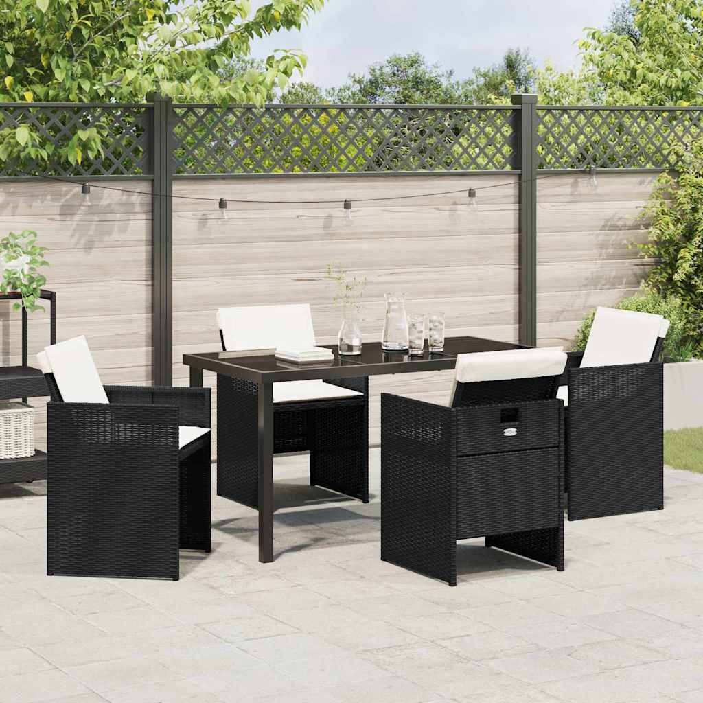 Garten Essgruppe mit Kissen 5 pcs Schwarz Poly-Rattan