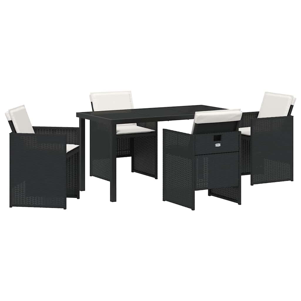 Garten Essgruppe mit Kissen 5 pcs Schwarz Poly-Rattan