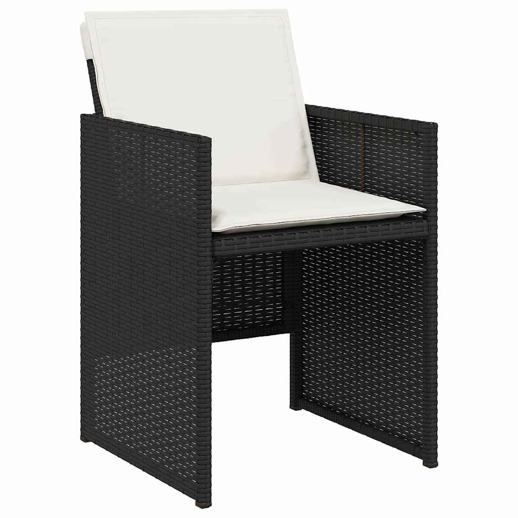 Garten Essgruppe mit Kissen 9 pcs Schwarz Poly-Rattan
