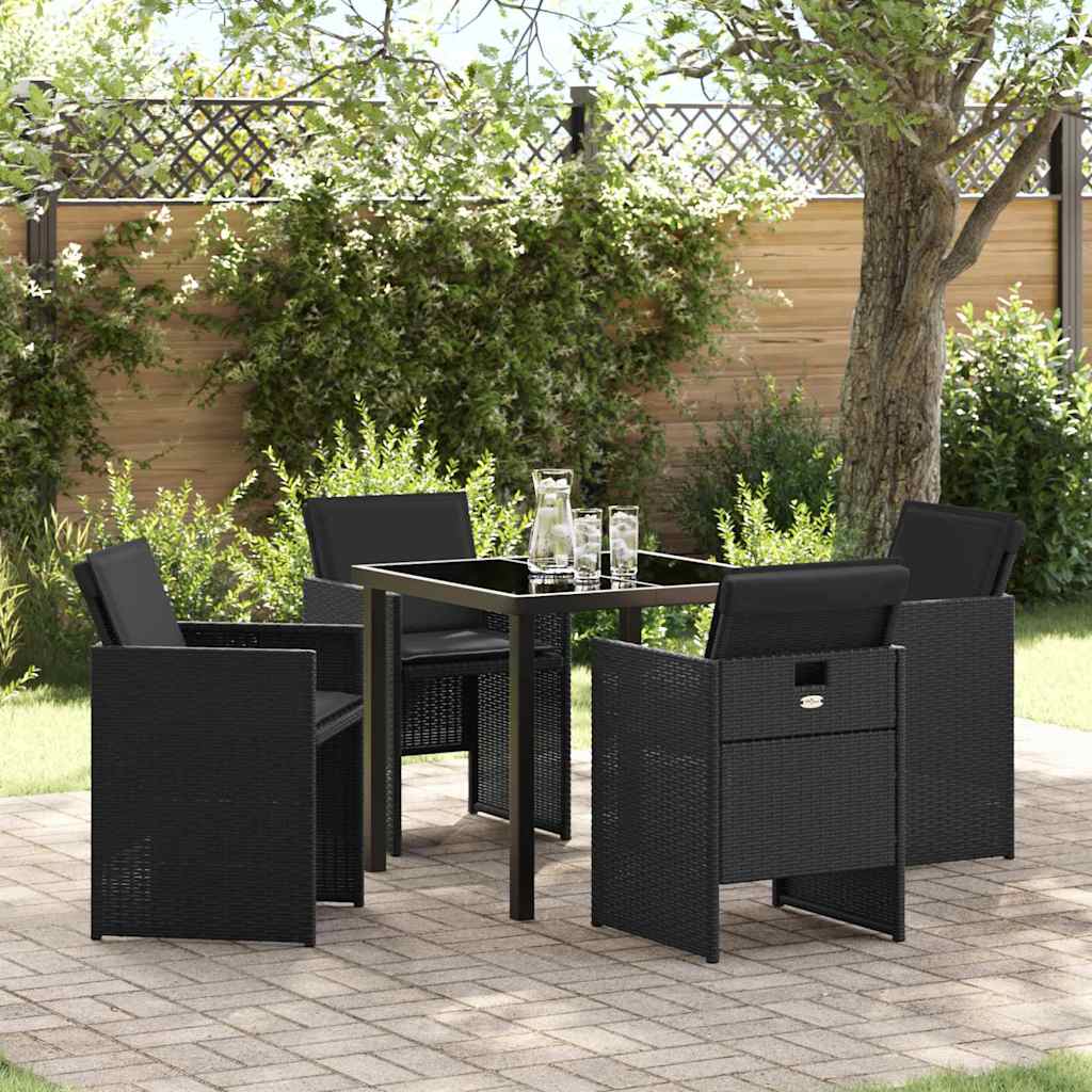 Garten Essgruppe mit Kissen 5 pcs Schwarz Poly-Rattan