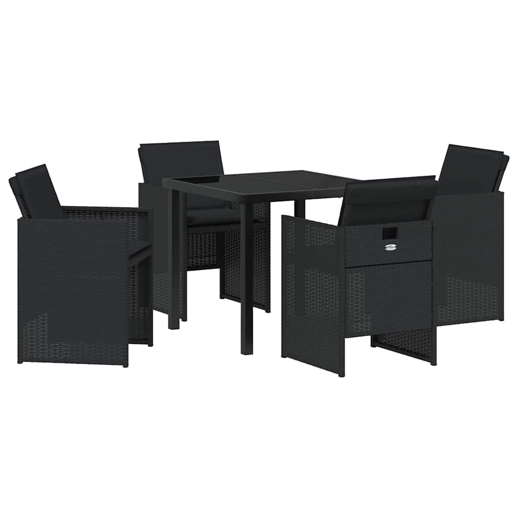 Garten Essgruppe mit Kissen 5 pcs Schwarz Poly-Rattan
