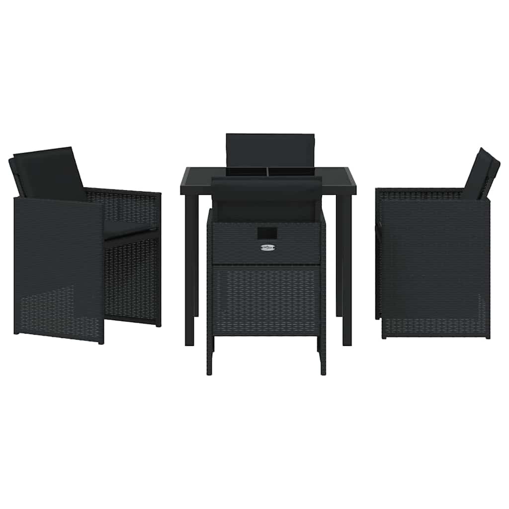 Garten Essgruppe mit Kissen 5 pcs Schwarz Poly-Rattan