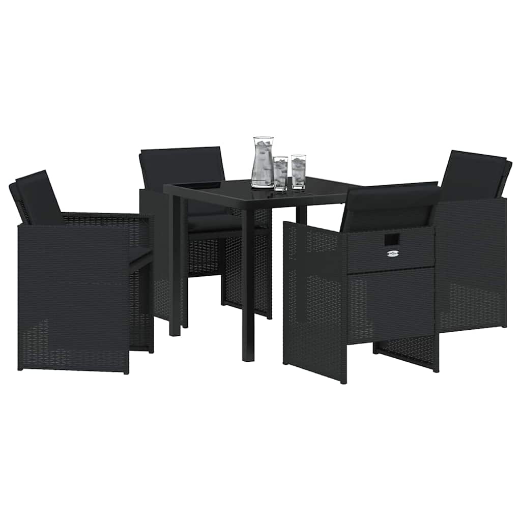 Garten Essgruppe mit Kissen 5 pcs Schwarz Poly-Rattan