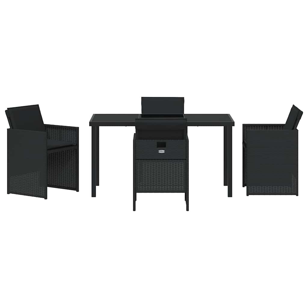 Garten Essgruppe mit Kissen 5 pcs Schwarz Poly-Rattan