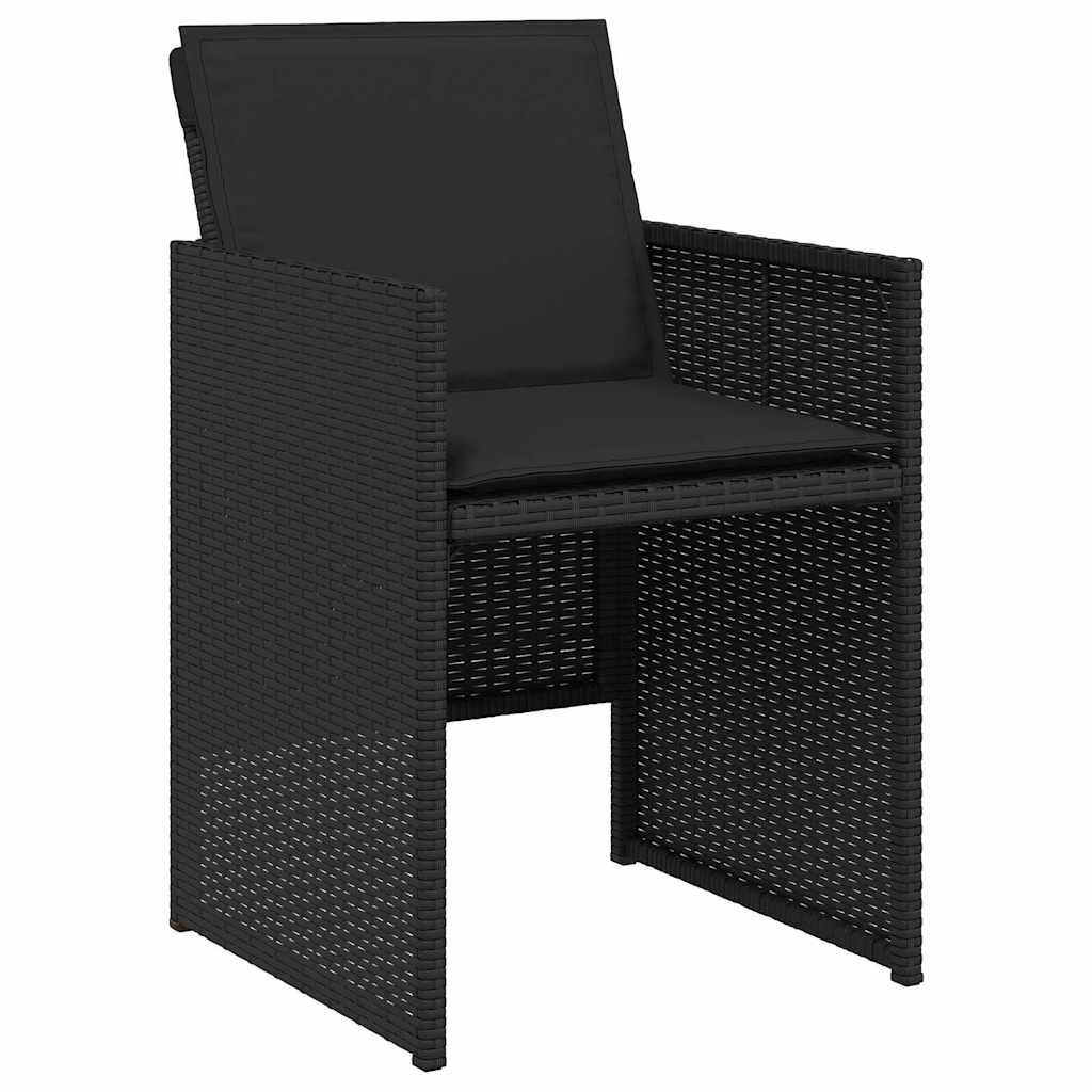 Garten Essgruppe mit Kissen 9 pcs Schwarz Poly-Rattan