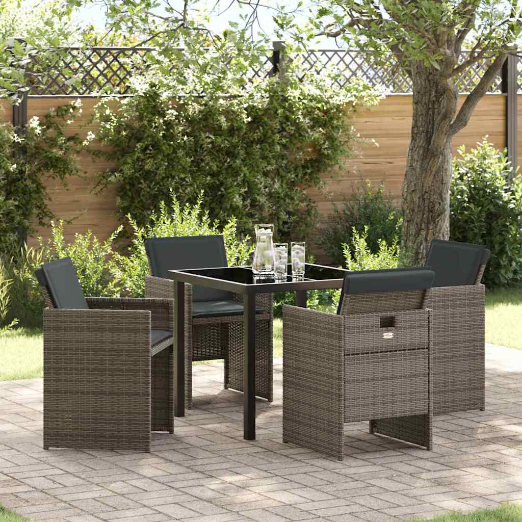 Garten Essgruppe mit Kissen 5 pcs Grau Poly-Rattan