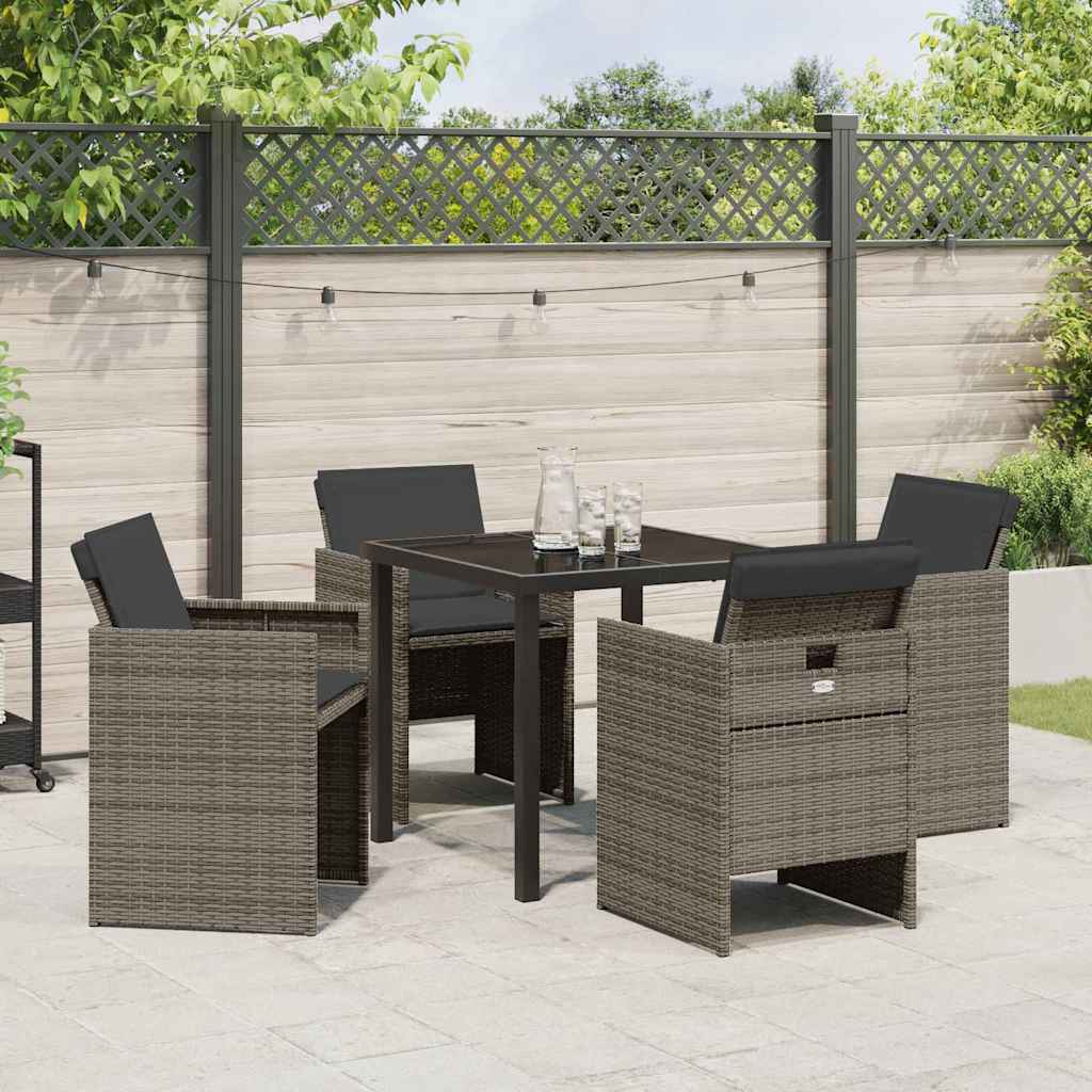 Garten Essgruppe mit Kissen 5 pcs Grau Poly-Rattan