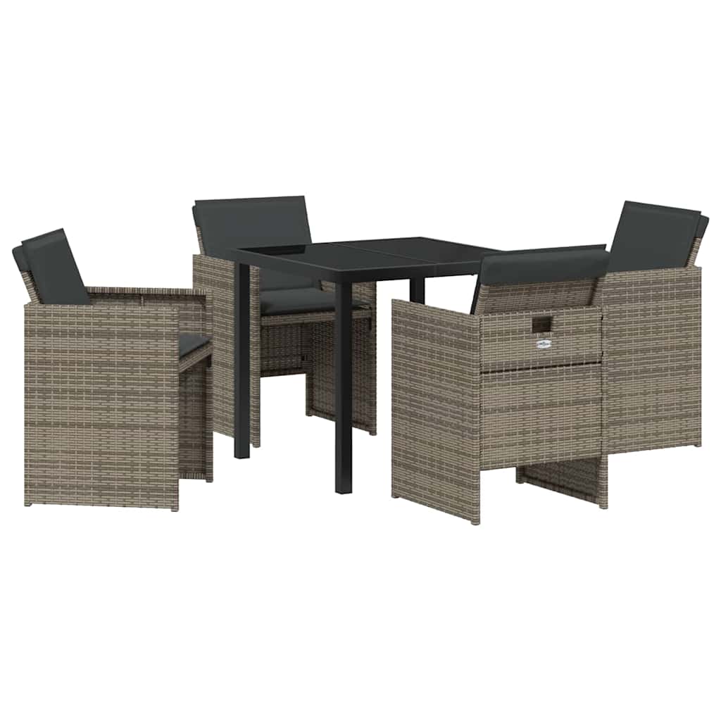 Garten Essgruppe mit Kissen 5 pcs Grau Poly-Rattan