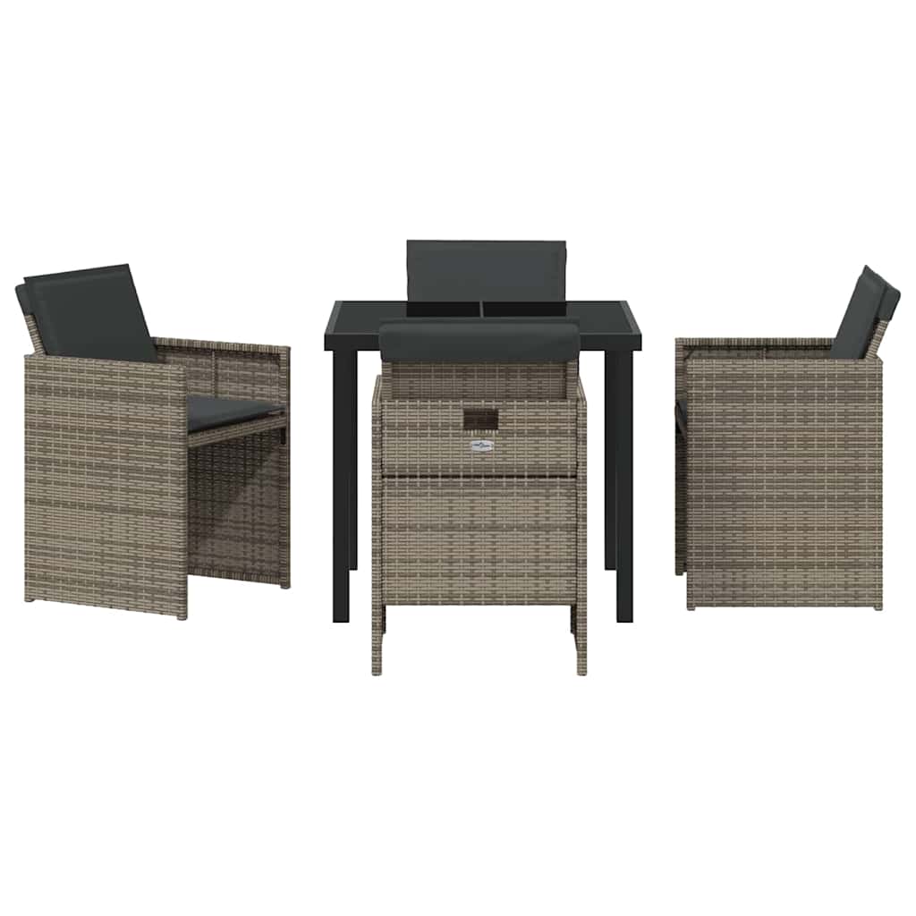 Garten Essgruppe mit Kissen 5 pcs Grau Poly-Rattan