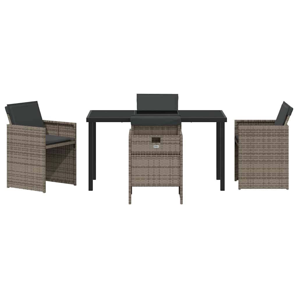 Garten Essgruppe mit Kissen 5 pcs Grau Poly-Rattan