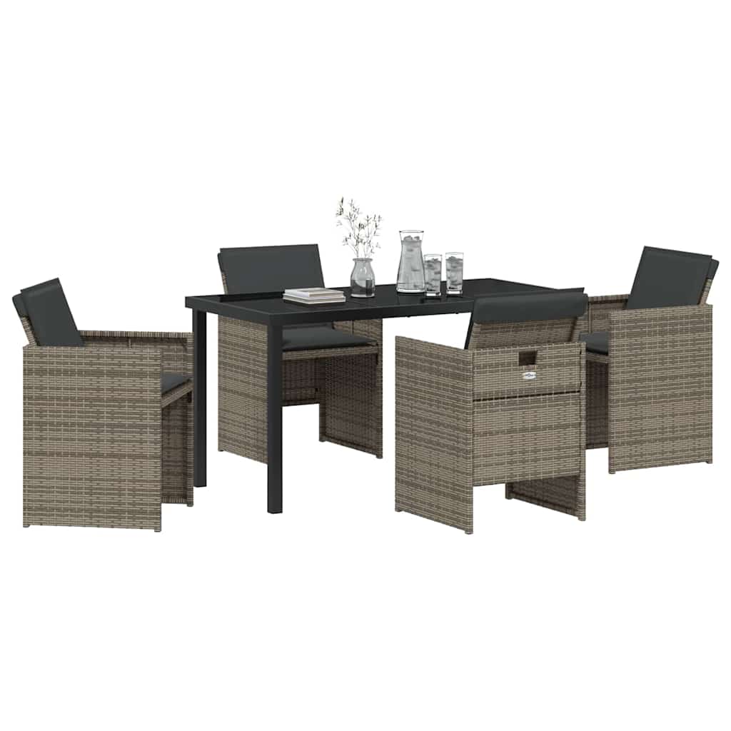 Garten Essgruppe mit Kissen 5 pcs Grau Poly-Rattan