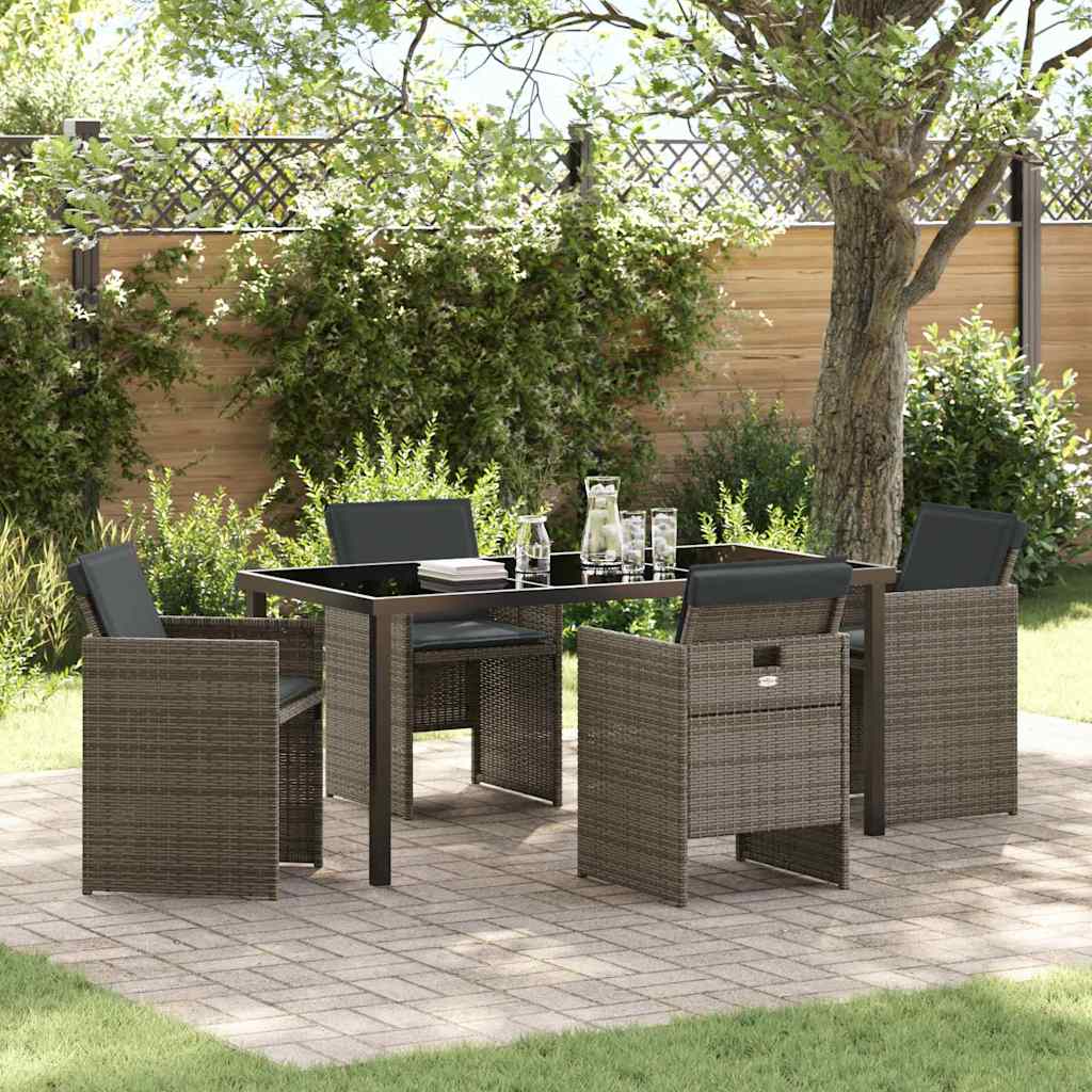 Garten Essgruppe mit Kissen 5 pcs Grau Poly-Rattan