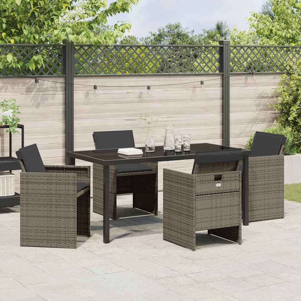 Garten Essgruppe mit Kissen 5 pcs Grau Poly-Rattan