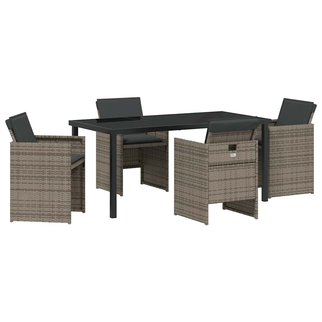 Garten Essgruppe mit Kissen 5 pcs Grau Poly-Rattan