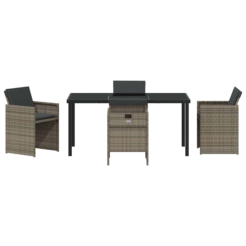 Garten Essgruppe mit Kissen 5 pcs Grau Poly-Rattan