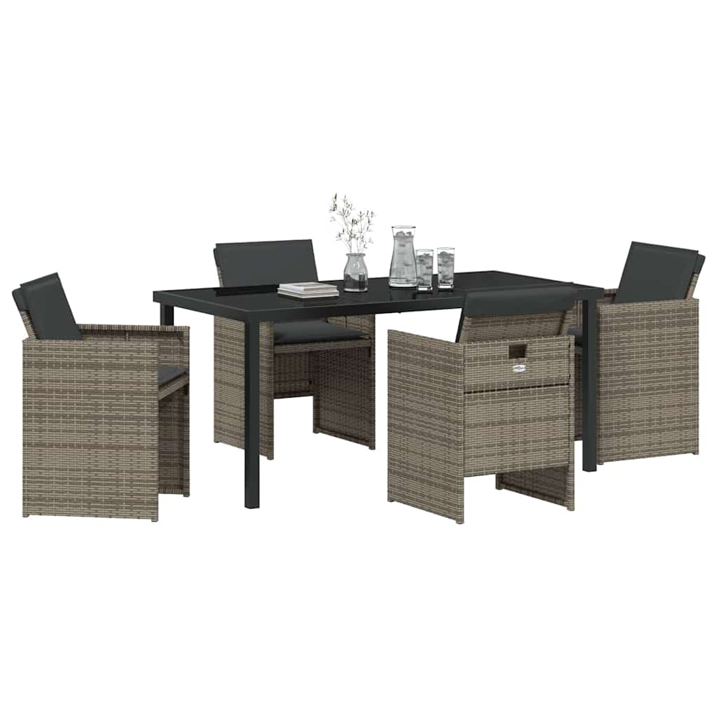 Garten Essgruppe mit Kissen 5 pcs Grau Poly-Rattan