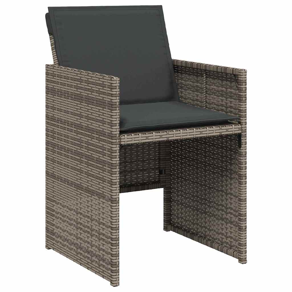 Garten Essgruppe mit Kissen 9 pcs Grau Poly-Rattan
