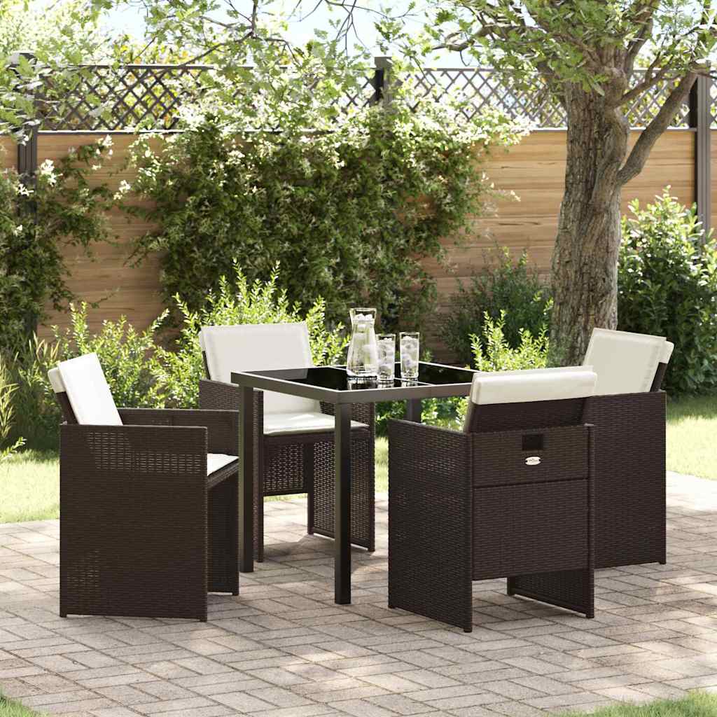 Garten Essgruppe mit Kissen 5 pcs Braun Poly-Rattan