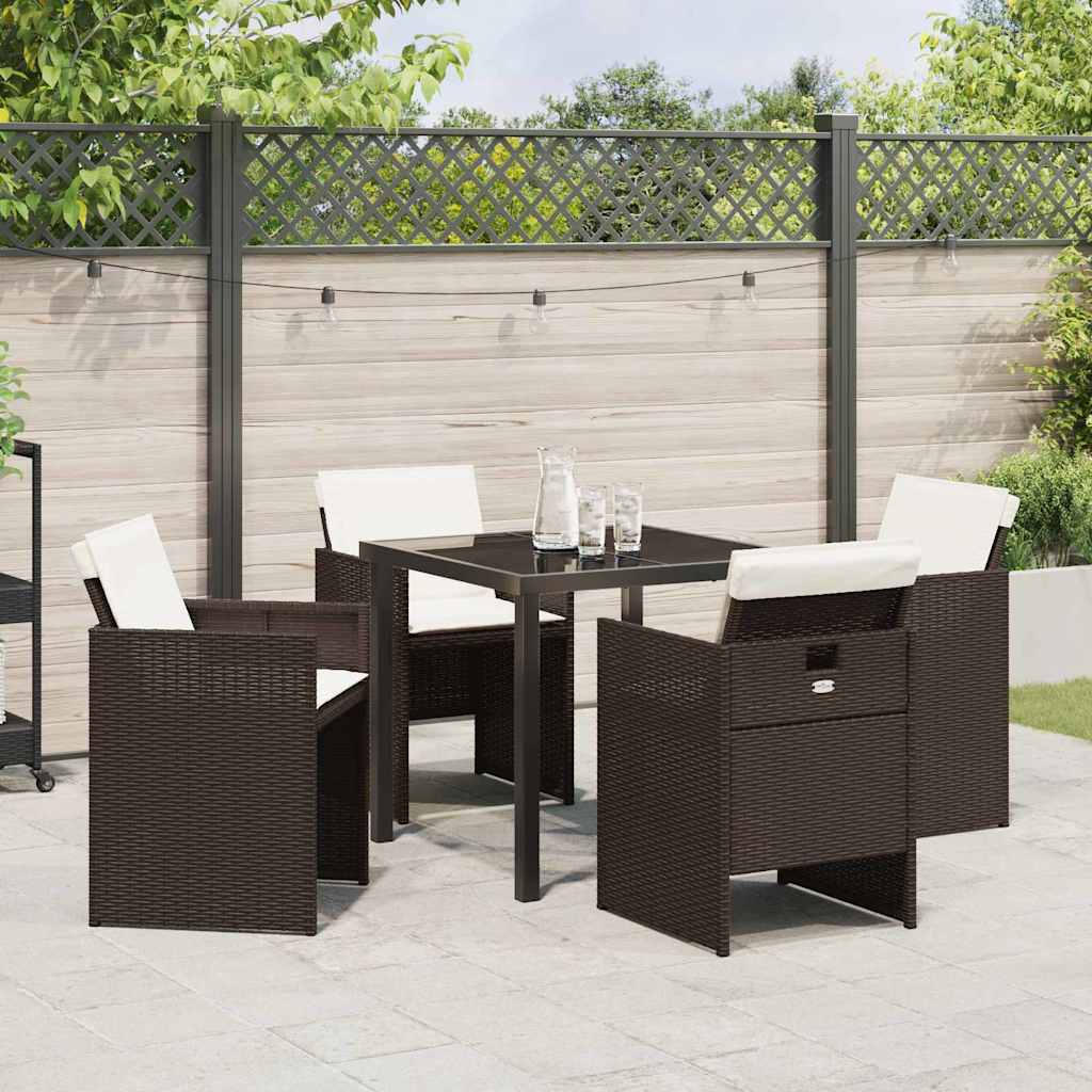 Garten Essgruppe mit Kissen 5 pcs Braun Poly-Rattan