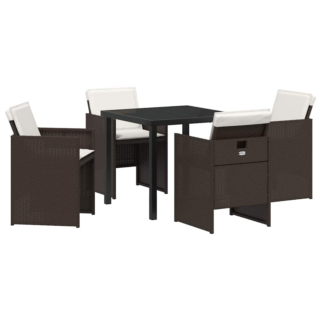 Garten Essgruppe mit Kissen 5 pcs Braun Poly-Rattan