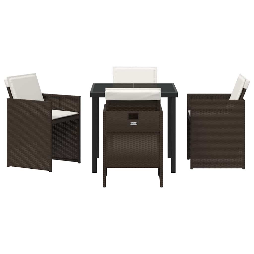 Garten Essgruppe mit Kissen 5 pcs Braun Poly-Rattan