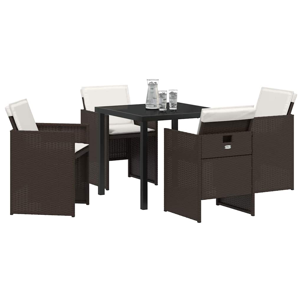 Garten Essgruppe mit Kissen 5 pcs Braun Poly-Rattan