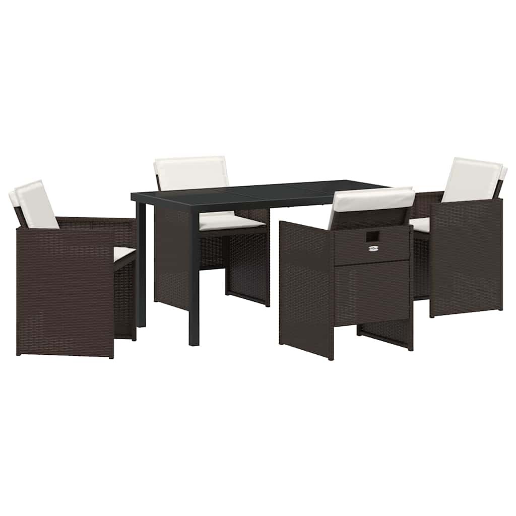 Garten Essgruppe mit Kissen 5 pcs Braun Poly-Rattan