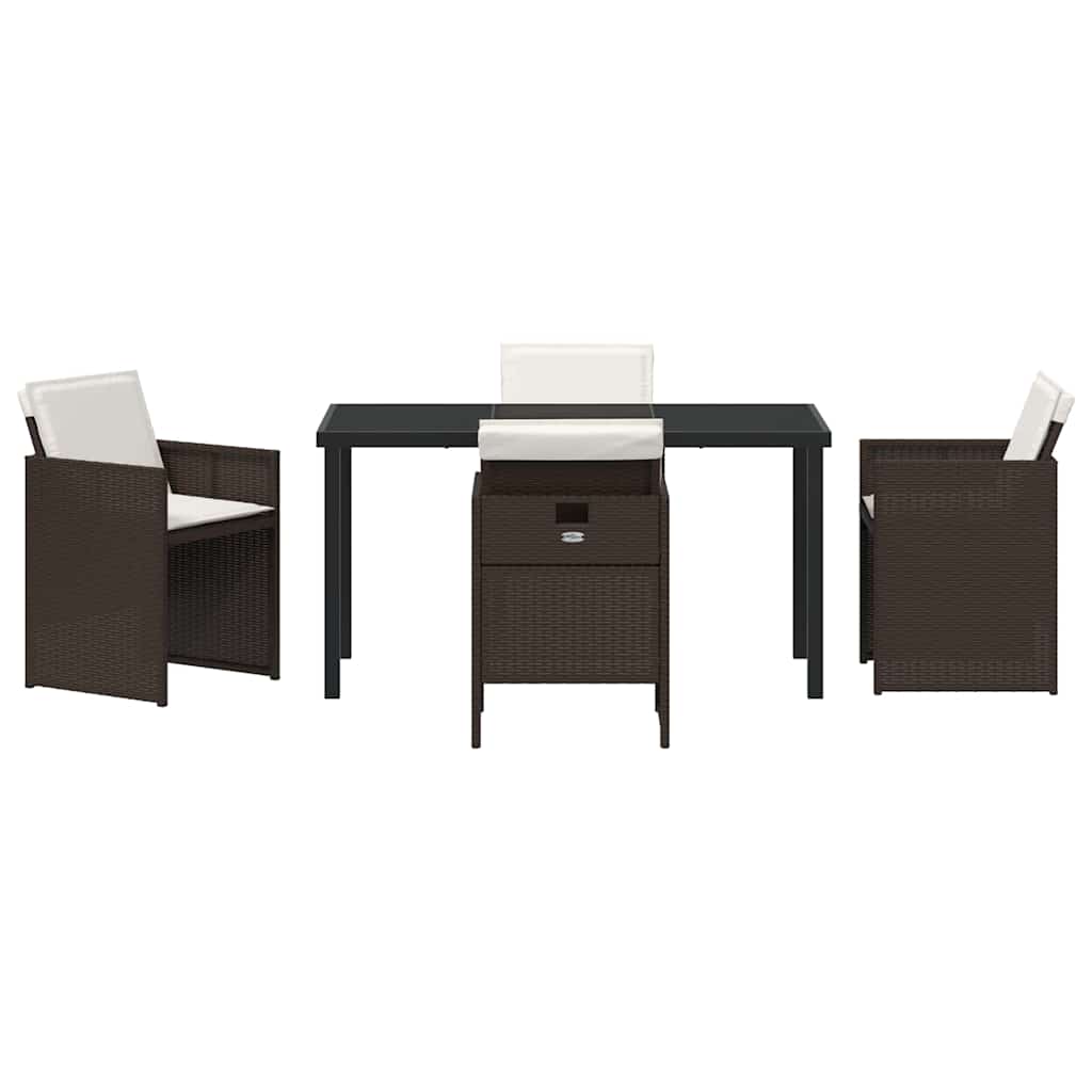 Garten Essgruppe mit Kissen 5 pcs Braun Poly-Rattan