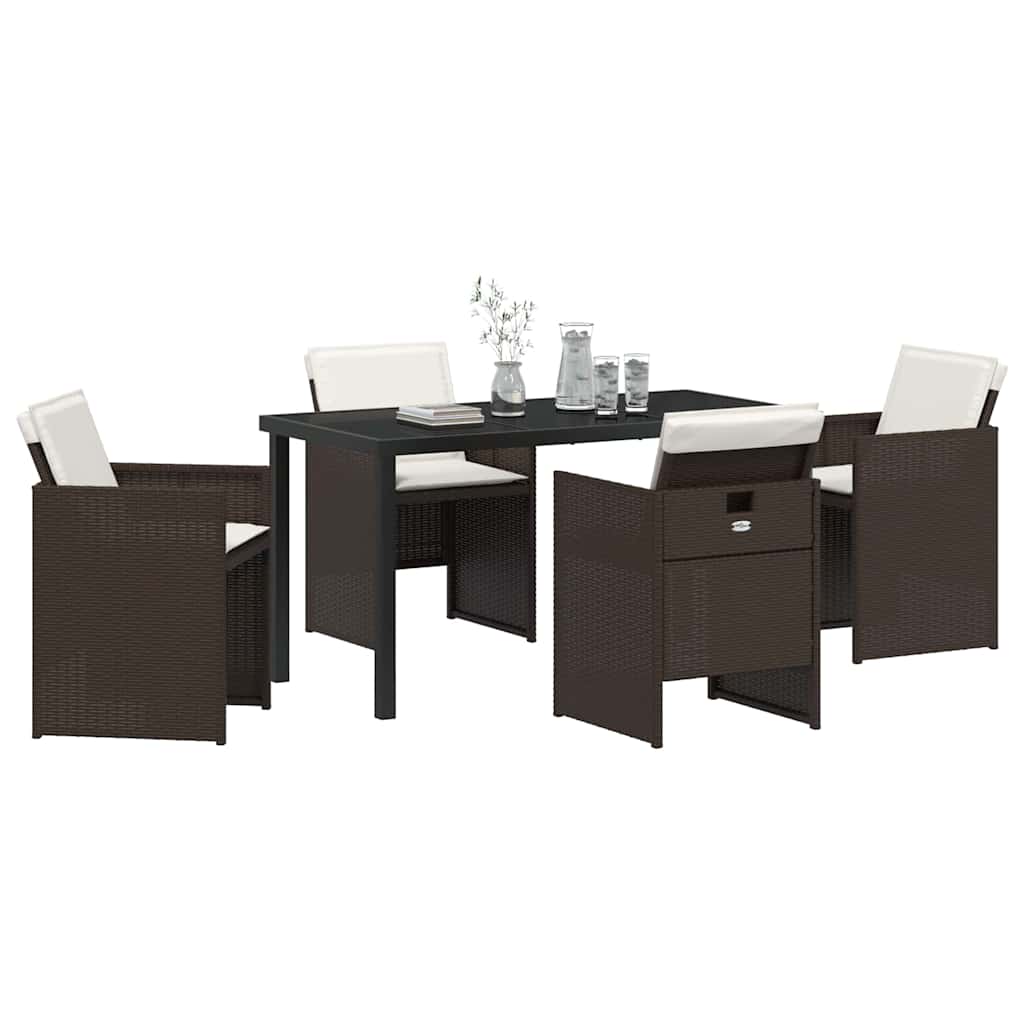 Garten Essgruppe mit Kissen 5 pcs Braun Poly-Rattan