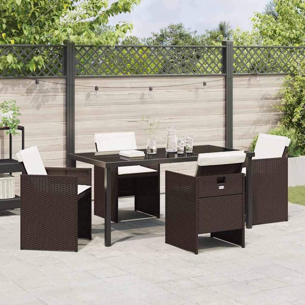 Garten Essgruppe mit Kissen 5 pcs Braun Poly-Rattan