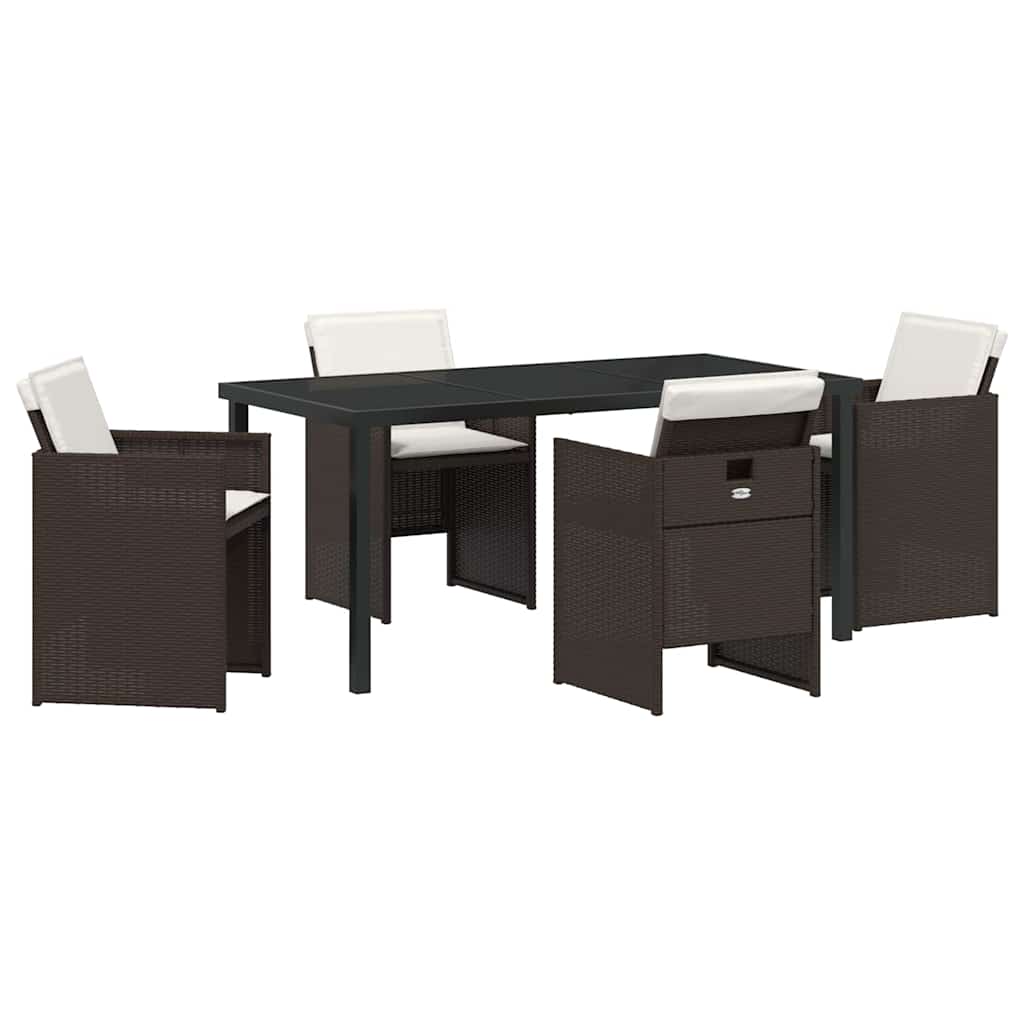 Garten Essgruppe mit Kissen 5 pcs Braun Poly-Rattan