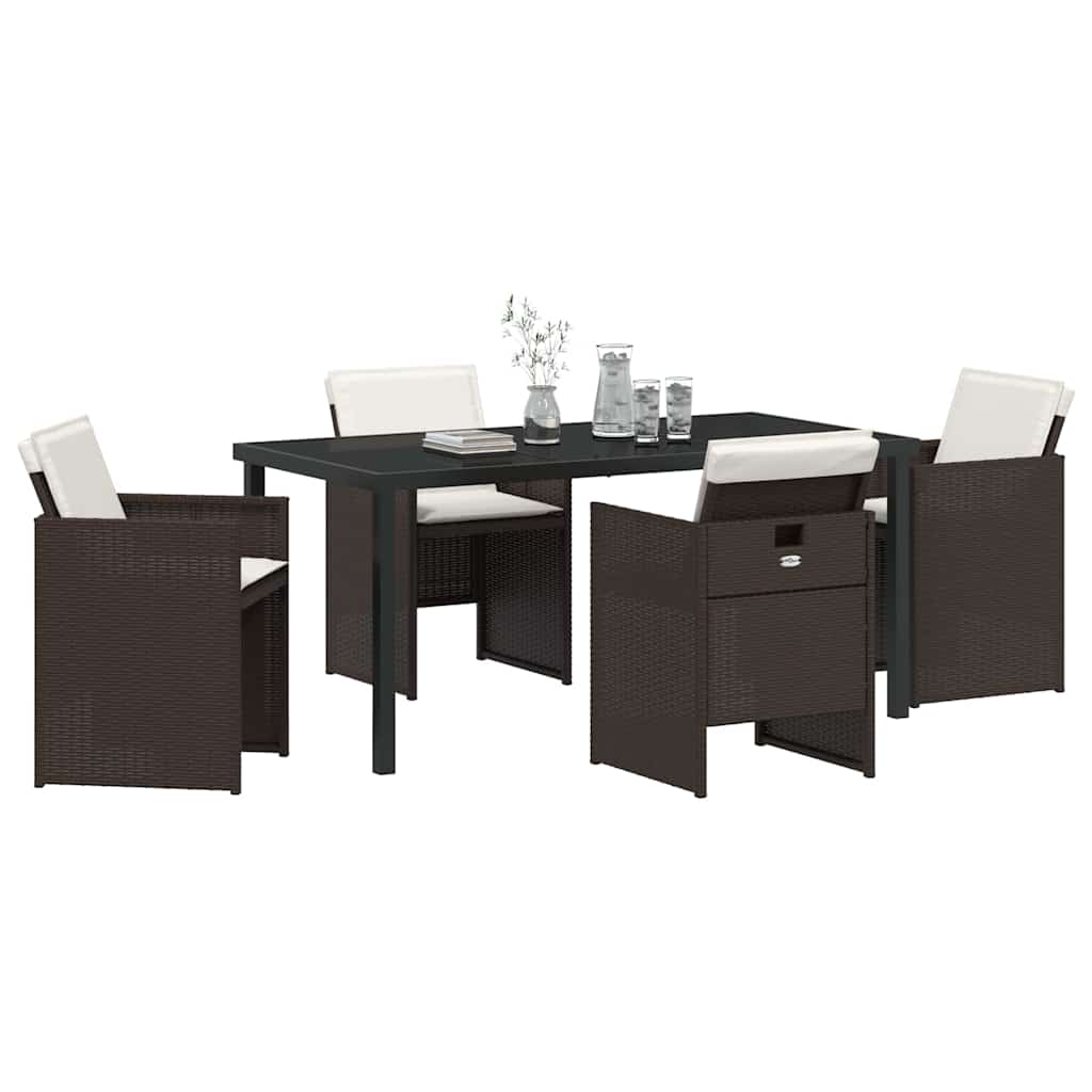 Garten Essgruppe mit Kissen 5 pcs Braun Poly-Rattan
