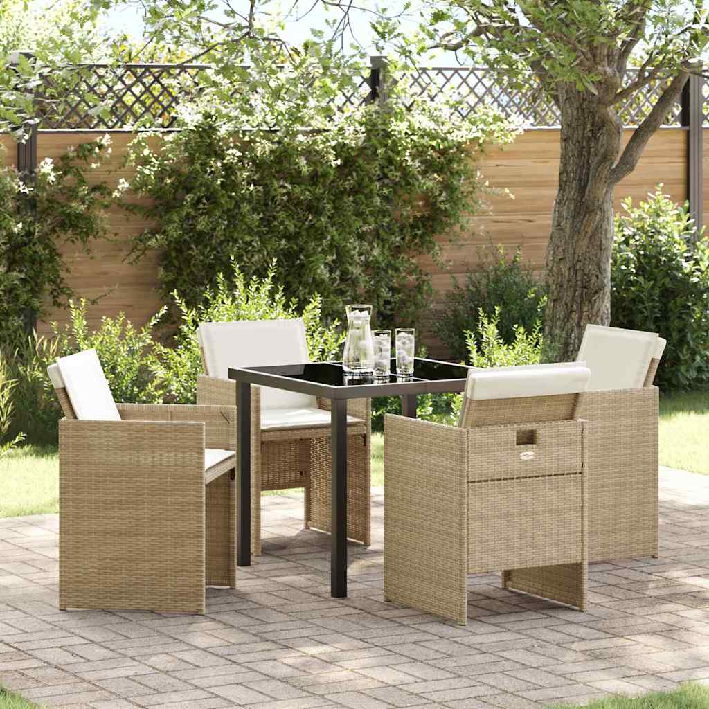 Garten Essgruppe mit Kissen 5 pcs Beige Poly-Rattan