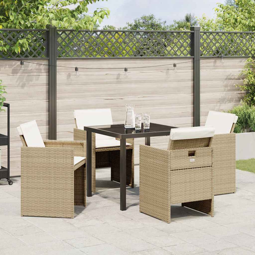 Garten Essgruppe mit Kissen 5 pcs Beige Poly-Rattan