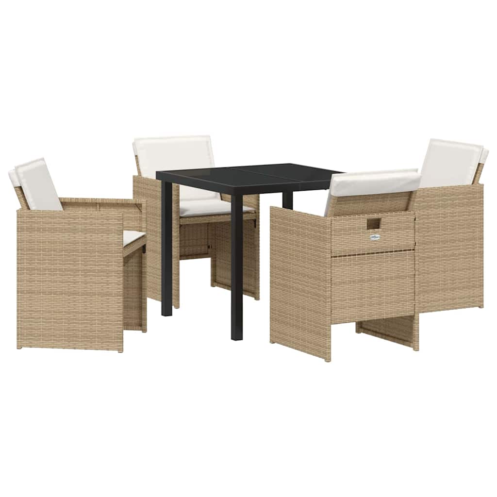 Garten Essgruppe mit Kissen 5 pcs Beige Poly-Rattan