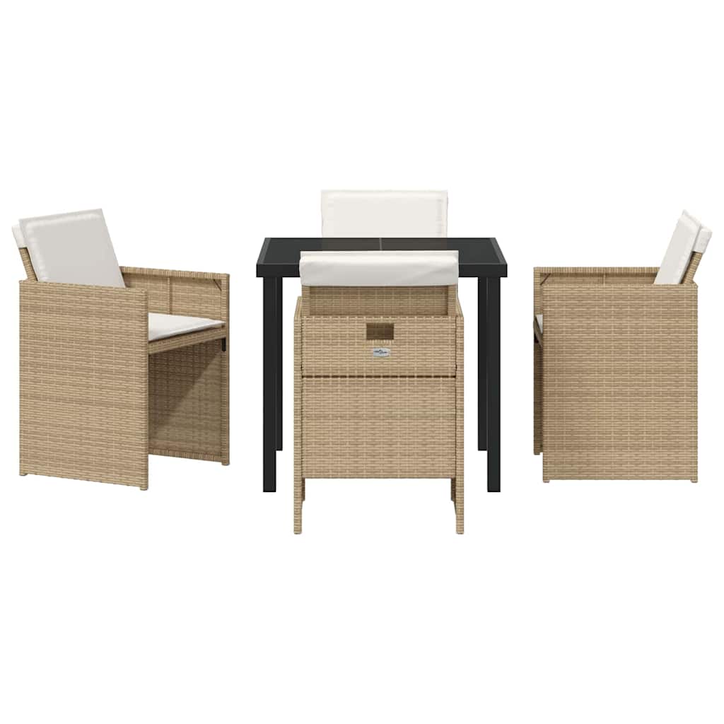 Garten Essgruppe mit Kissen 5 pcs Beige Poly-Rattan