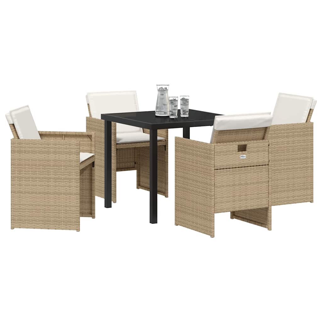 Garten Essgruppe mit Kissen 5 pcs Beige Poly-Rattan